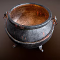 Vintage Metal Cooking Pot With Dual Handles And Three Legs For Home Cooking Use