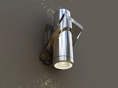 Modern Metallic Silver Wall Light Mounted On Gray Wall With Warm Lighting 3d model