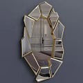 Modern Irregular Geometric Mirror With Gold Frame For Interior Wall Decor 3d model