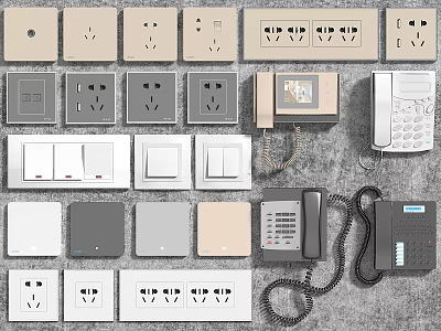 Modern Switch Panels In Various Styles Colors And Phone Interface Designs 3d model