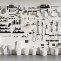 Essential Bathroom Set With Toilets Basins Shower Systems Towel Racks Faucets And Accessories