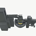 Industrial Furnace with Mechanical Arm and Circular Container for High Temperature Metal Processing