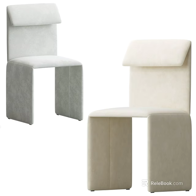 Elegant Modern Single Chair Upholstered In Soft Fabric With Minimalist Backrest Design 3d model 