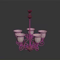 Vintage Style Chandelier With Five Frosted Glass Shades And Ornate Metal Frame