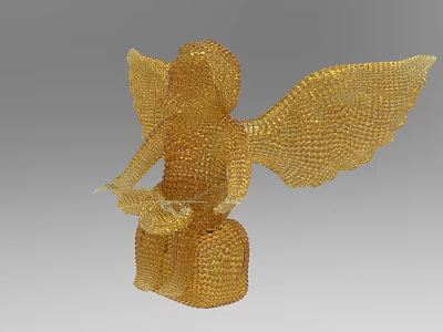 Golden Angel Shaped Ornamental Decoration Set With Woven Hollowed Out Design For Home Decor 3d model