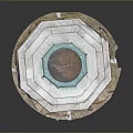 Octagonal Copper Fountain Basin With Multi Tiered Stone Pedestal And Carved Details