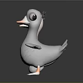 Gray Bird Shaped Stuffed Toy with Big Eyes Orange Beak and Spread Wings