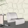 Background wall streamlined background wall creative background cream single chair 3d model