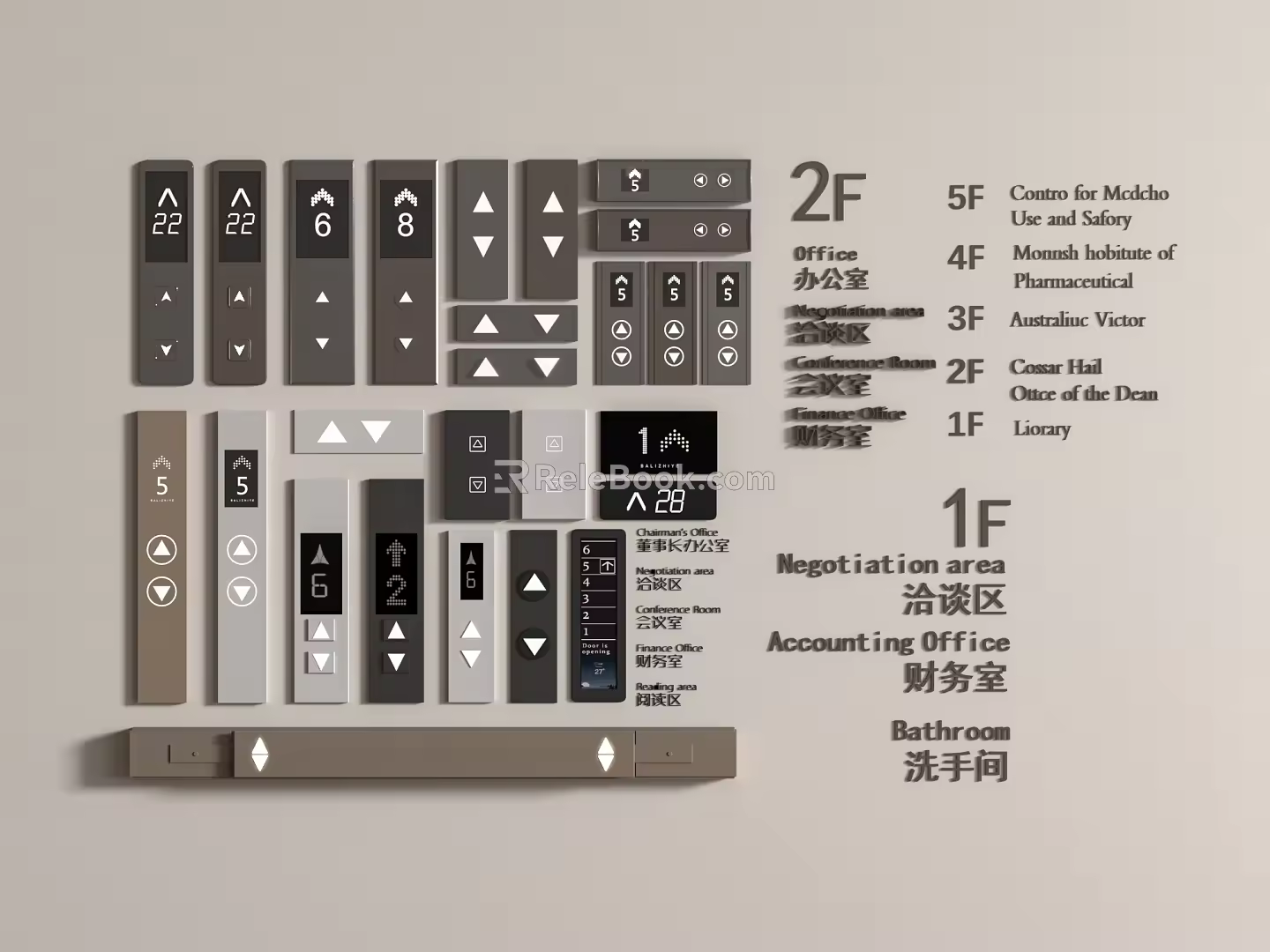 Switch Elevator Switch Elevator Button Elevator Button Floor Display 3d model