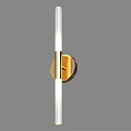 Modern Gold Wall Lamp With Circular Base And Long Transparent Tube