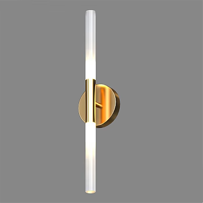 Modern Gold Wall Lamp With Circular Base And Long Transparent Tube 3d model