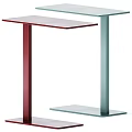 Modern Minimalist Side Table With Glass Top And Metal Legs Lower Shelf