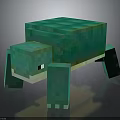 Digital 3D Blocky Pixel Art Green Turtle Character in Minecraft Style 3d model