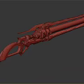Vibrant Blue and Pink Futuristic Gun with Metallic Finish Detailed Structure and Reflection