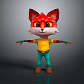 Cartoon Red Fox Game Movie Character Featuring White Fur Yellow Eyes Yellow Shirt Green Pants