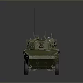 Green Camouflage Military Armored Vehicle 3D Model With Six Wheels Top Mounted Weapon And Antenna
