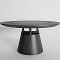 Round Modern Dark Wooden Dining Table with Unique Geometric Base and Circular Top Surface 3d model