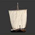 Traditional Wooden Boat With Canvas Sail Carved Stern And Handcrafted Wooden Hull