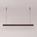 Long Brown Pendant Light Hanging From White Ceiling In Minimalist Interior 3d model