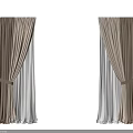 Beige Double Layer Curtains With Linen Fabric And Sheer Panels And Tiebacks
