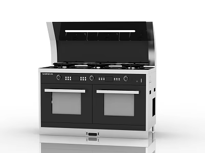 Modern Stainless Steel Gas Stove With Double Ovens For Kitchen Appliances 3d model
