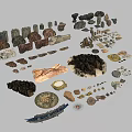 Diverse Wood And Stone Material Samples Showcasing Various Textures And Shapes 3d model