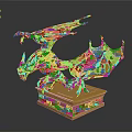 Golden Dragon Sculpture Standing On Intricate Carved Base With Detailed Design