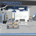 YOMOON Cafe Interior With Blue White Decor Hanging Lights Fresh Bread And Moon Juice Counter