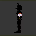 Blue And Black Game Character With Yellow Eyes Extended Arms And Spring Logo