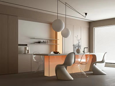 Modern Cream Style Restaurant Nakajima Restaurant 3d model