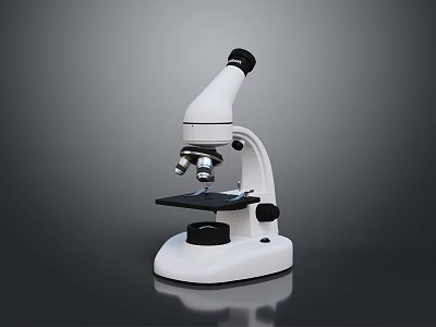 White And Black Household Microscope With Stable Base For Daily Educational Activities 3d model