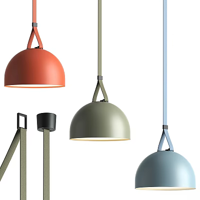 Modern Dome Shaped Pendant Lights With Colorful Red Green And Blue Designs 3d model