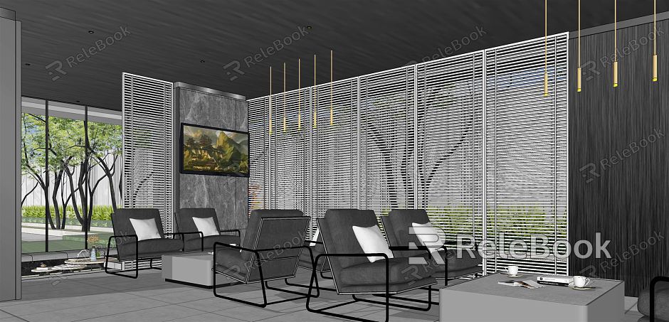 Modern Corridor Rack Simple Landscape Leisure Grille Corridor Rack Community Outdoor Meeting Room model