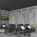 Modern Pergola Interior With Gray Chairs White Cushions Louvered Partitions And Hanging Lights