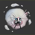 Game Anime Character Long Hair Blue Pink Outfit Holding Staff Small Animal On Cloud Platform