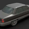 Vintage Dark Gray Sedan With Illuminated Headlights And Silver Rims
