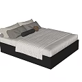 Simple Modern Children's Bed With Black Frame White Mattress Pillows Quilt And Stuffed Toy