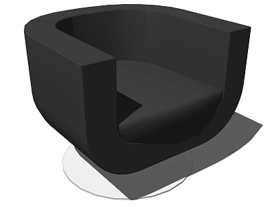 Modern Black Single Seater Sofa With Circular Base And Minimalist Design 3d model