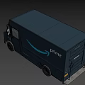 Dark Blue Amazon Prime Delivery Van With Brand Logo And Service Exterior