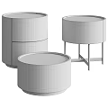Modern Round Side Tables in Brown Beige Black with Minimalist Design and Metal Legs