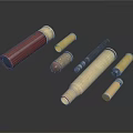 Different Types Of Weapons Ammunition With Metal Casings And Gold Red Colors