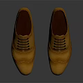 Classic Yellow Leather Lace Up Shoes With Black Sole And Smooth Surface Finish