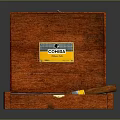 Open Wooden Cigar Box with COHIBA Label and Cigars Inside as Decorative Ornament Set
