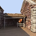 Traditional Rural Building With Thatched Roof Stone Walls And Courtyard Structure