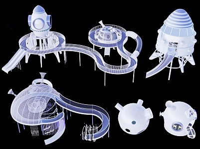 Star Rocket Slide Children's Slide Space Planet Spaceship Slide Children's Activity Site Equipment 3d model