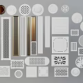 Various Air Conditioner Vents With Different Shapes And Grid Designs 3d model
