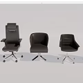 Modern Black Leather Office Chairs With Adjustable Design And Rolling Casters 3d model