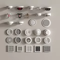 Different Kinds of Fire Safety Equipment with Smoke Detectors Alarms Speakers and Vents