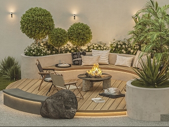 Modern Outdoor Sofa Light Natural Garden Courtyard 3d model