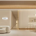 Modern Beauty Hair Salon Interior With Comfortable Sofa And TV Display Design